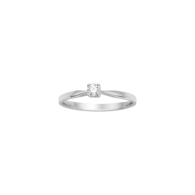 Solitaire en or blanc et diamant