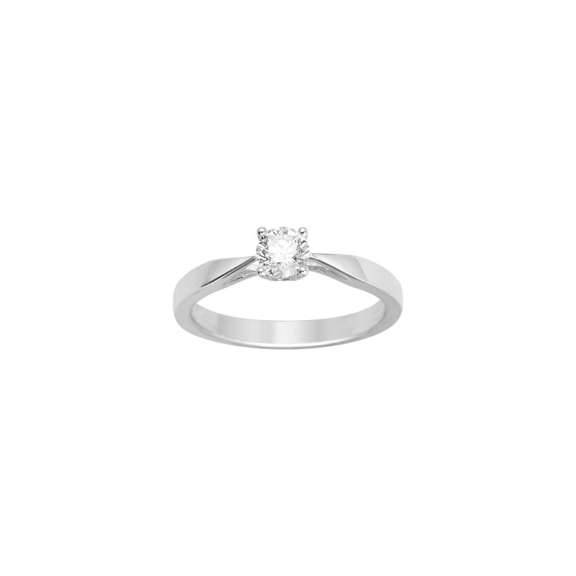 Solitaire en or blanc et diamant