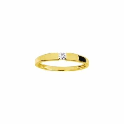 Solitaire en or jaune et diamants