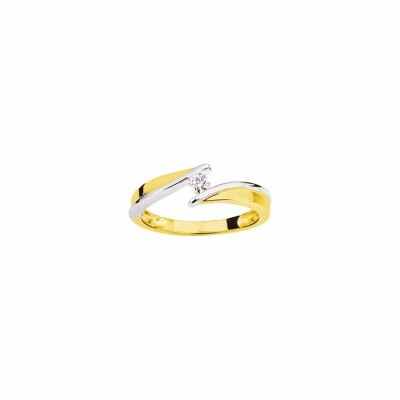 Solitaire en or blanc, or jaune et diamant de 0.10ct