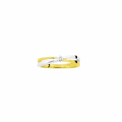 Solitaire en or blanc, or jaune et diamant de 0.07ct