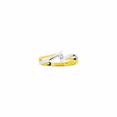 Bague en or jaune, or blanc et diamants de 0.07ct