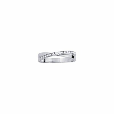 Solitaire accompagné en or blanc et diamants de 0.09ct