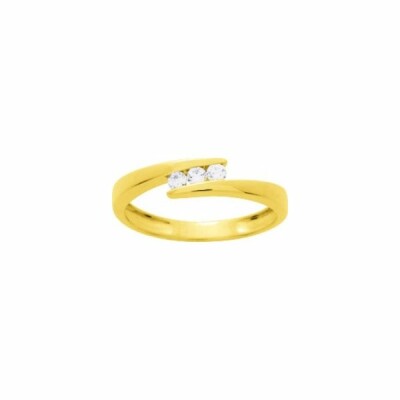 Bague en or jaune et oxydes de zirconium