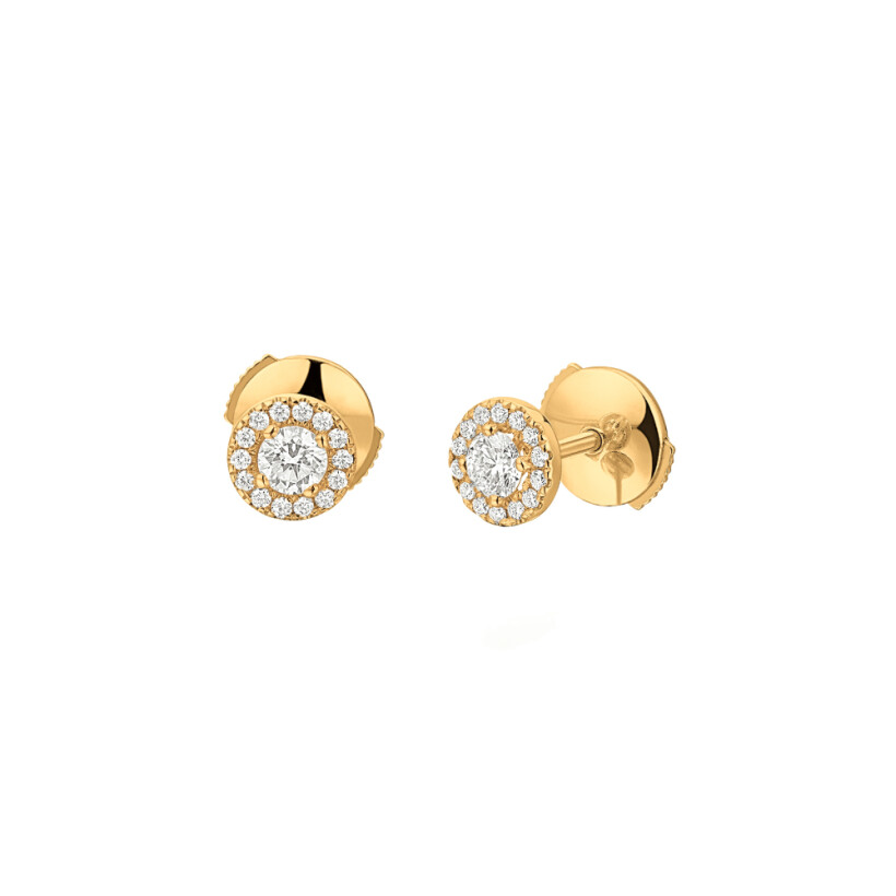 Boucles d'oreilles or et diamants taille brillant