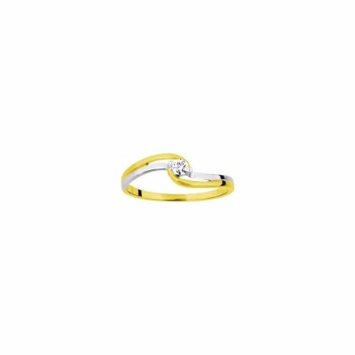 Solitaire en or blanc, or jaune et diamant de 0.07ct