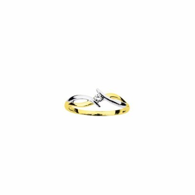 Solitaire en or blanc, or jaune et diamant de 0.05ct