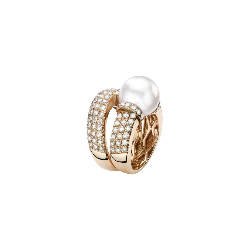 Bague Perle Australienne et Diamants 