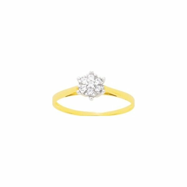 Bague en or jaune, rhodium et oxyde de zirconium