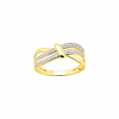 Bague en or jaune, rhodium et oxyde de zirconium