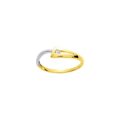 Bague en or jaune, or blanc et diamant