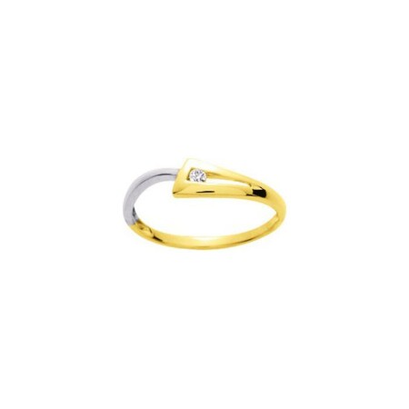 Bague en or jaune, or blanc et diamant