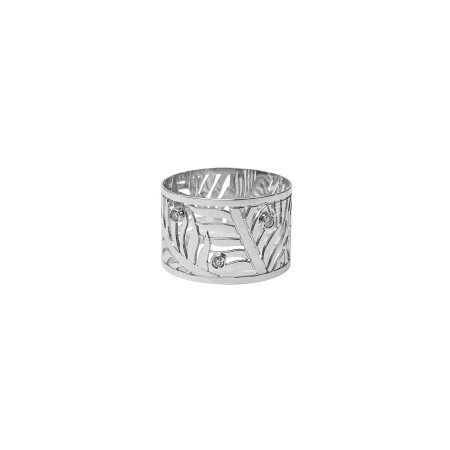 Bague Isabelle Barrier Feuillage en or blanc et diamants naturels, taille 54