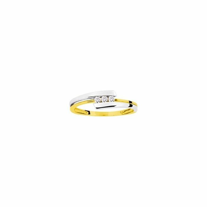 Bague en or blanc, or jaune et diamants de 0.09ct