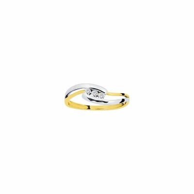Bague en or jaune, or blanc et diamants de 0.10ct