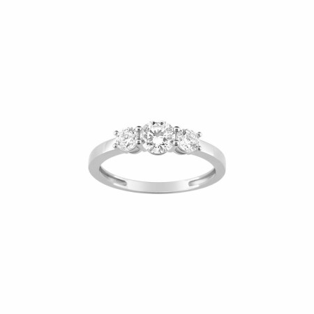 Bague trilogie en or blanc et oxydes de zirconium