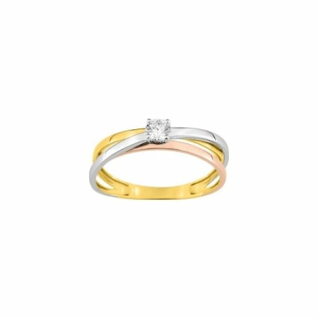 Bague en or blanc, or rose, or jaune et oxyde de zirconium