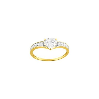 Bague en or jaune, rhodium et oxydes de zirconium