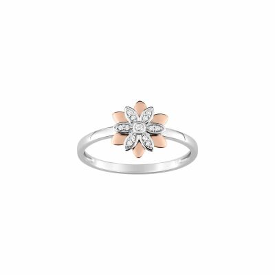 Bague en or rose, or blanc et diamants de 0.05ct