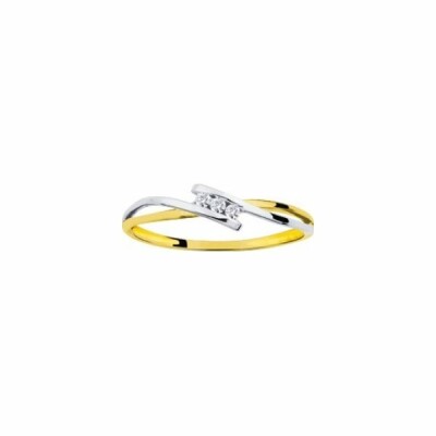 Bague en or jaune, or blanc et diamants