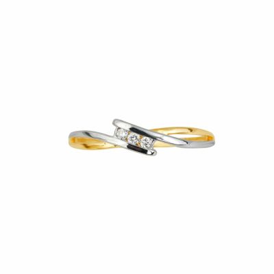 Bague en or jaune, or blanc et diamants de 0.08ct