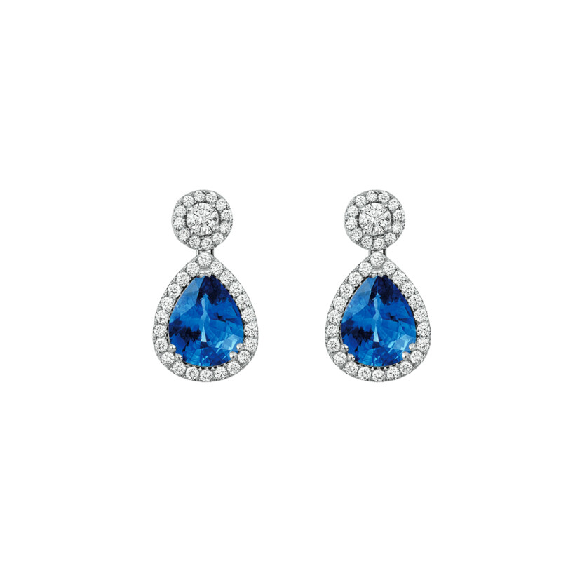 Boucles d'oreilles Saphirs et Diamants