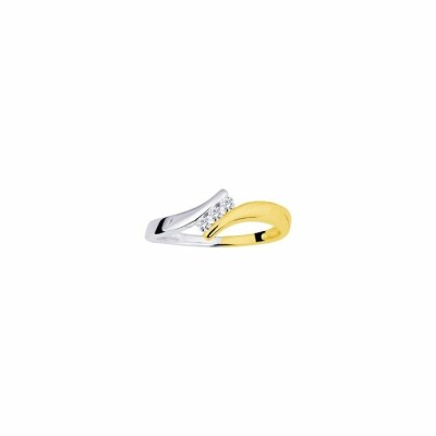 Bague en or blanc, or jaune et diamants de 0.09ct