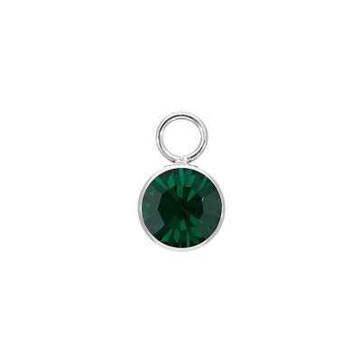 Charm Qudo Bottone en acier et pierre de couleur emerald