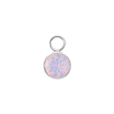 Charm Qudo Bottone en acier et pierre de couleur rose opal