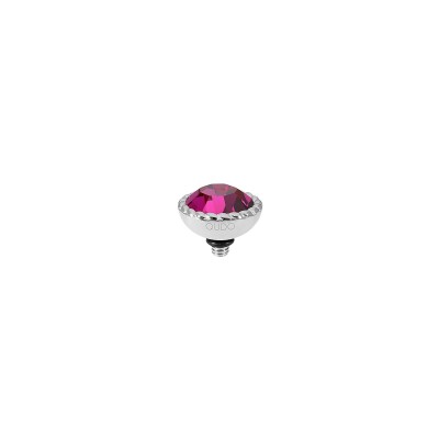 Top Qudo Bocconi en acier et pierre de couleur fuchsia
