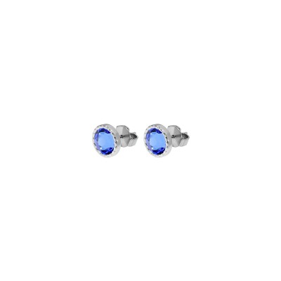 Boucles d'oreilles Qudo Bocconi en acier et pierre de couleur sapphire