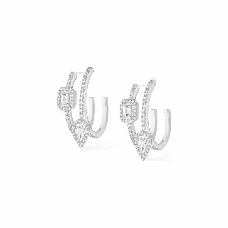 Boucles d'oreilles créoles Messika My Twin en or blanc et diamants