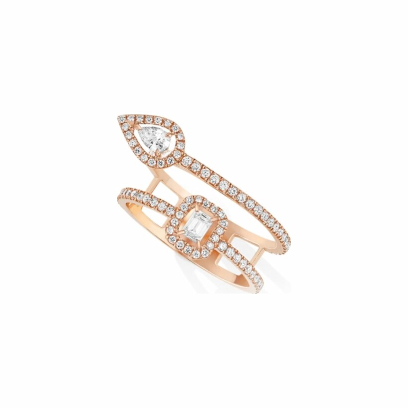 Messika double row ring, rose gold, diamonds