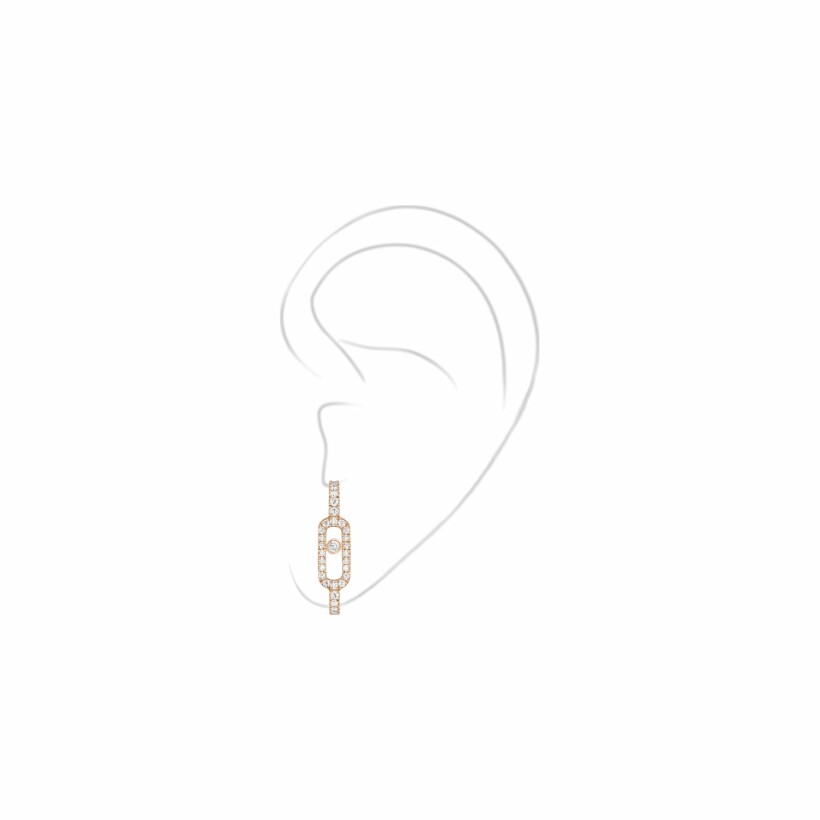 Messika Move Uno single earring, rose gold and diamonds pave