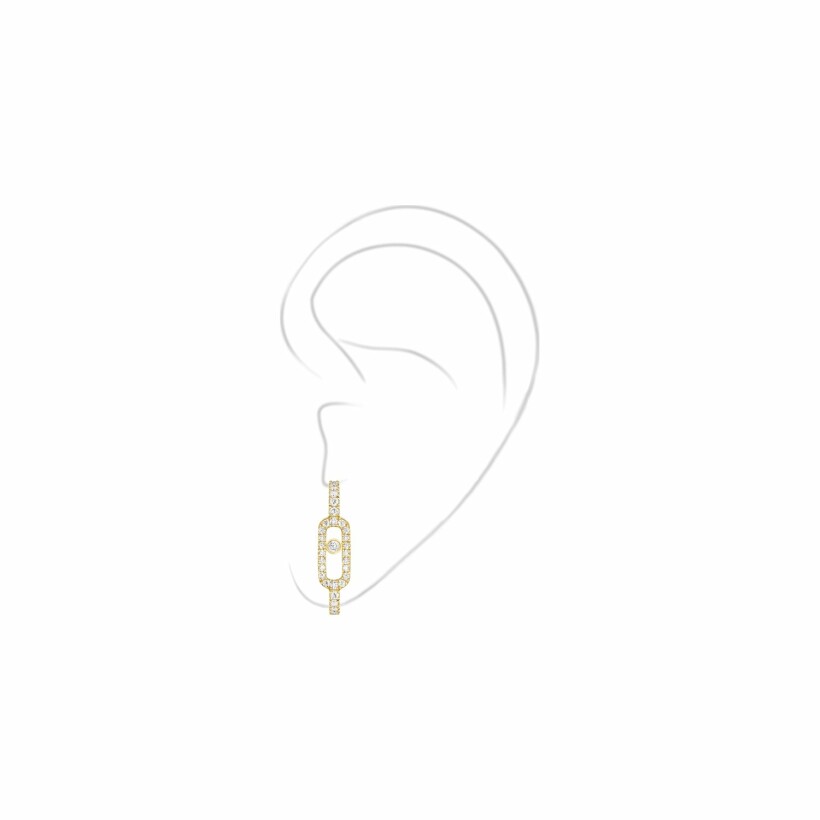 Messika Move Uno single earring, yellow gold and diamonds pave
