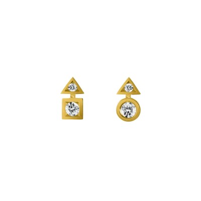 Boucles d'oreilles Tournaire Alchimie Trilogie n°0 en or jaune et diamants