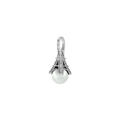 Pendentif Tournaire French Kiss en or blanc et perle de culture