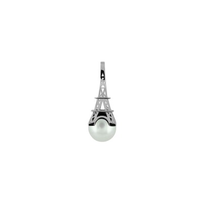 Pendentif Tournaire French Kiss en or blanc et perle de culture