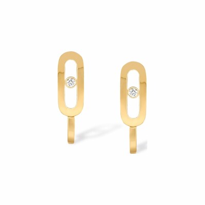 Boucles d'oreilles mini créoles Messika Move Uno en or jaune et diamants