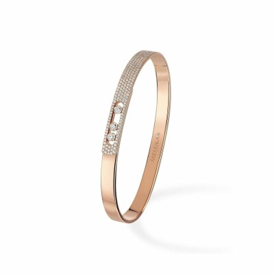 Bracelet bangle Messika Move Noa pavé en or rose et diamants