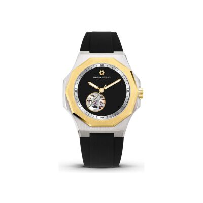 Montre Maison du Temps MTZeta Coeur Ouvert Noir Doré Jaune Silicone Noir