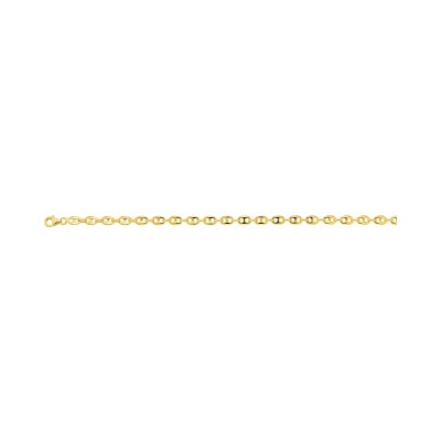 Bracelet chaîne maille grain de café en plaqué or, taille 18cm