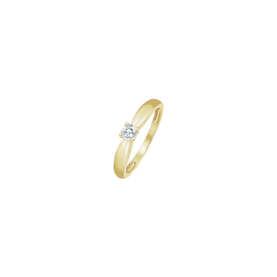 Solitaire en or jaune et diamant