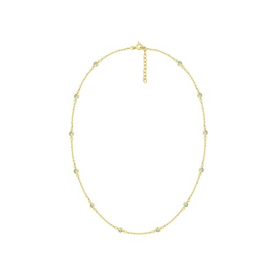 Collier en plaqué or et oxyde de zirconium bleu ciel