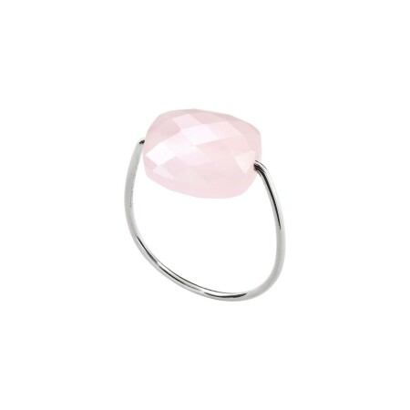 Bague Morganne Bello Friandise en or blanc et quartz rose poudre