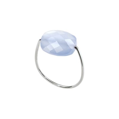 Bague Morganne Bello Friandise en or blanc et agathe bleue dentelle