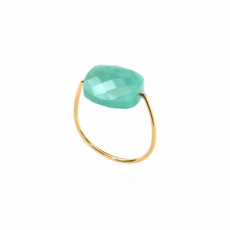 Bague Morganne Bello Friandise Coussin en or jaune et amazonite