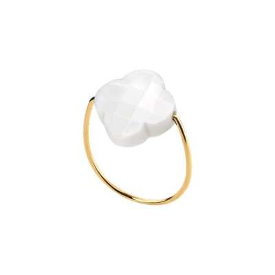 Bague Morganne Bello Friandise en or jaune et agathe blanche