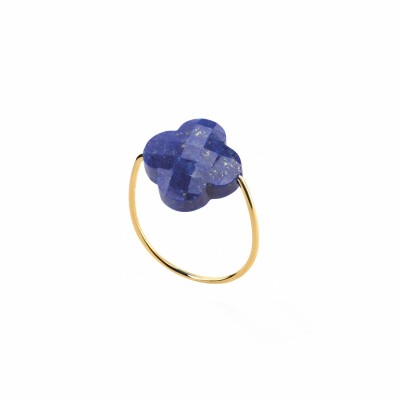 Bague Morganne Bello Friandise Trèfle en or jaune et lapis lazuli