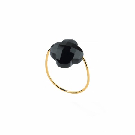 Bague Morganne Bello Friandise Trèfle en or jaune et onyx